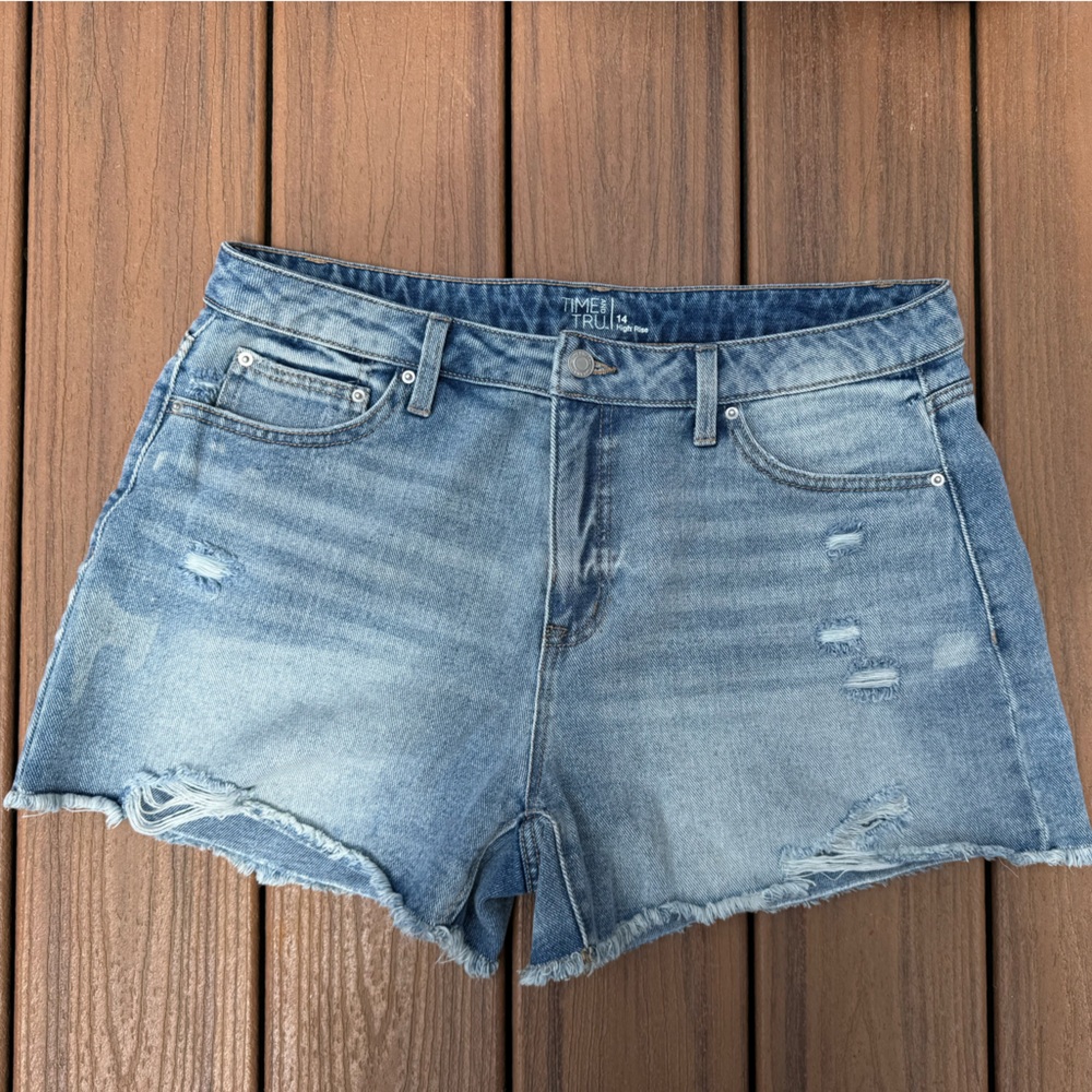 High waisted jean shorts size 14
